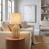 21" Natural Rope Rattan Table Lamp With Drum Shade - HomeRoots - Flyclothing LLC
