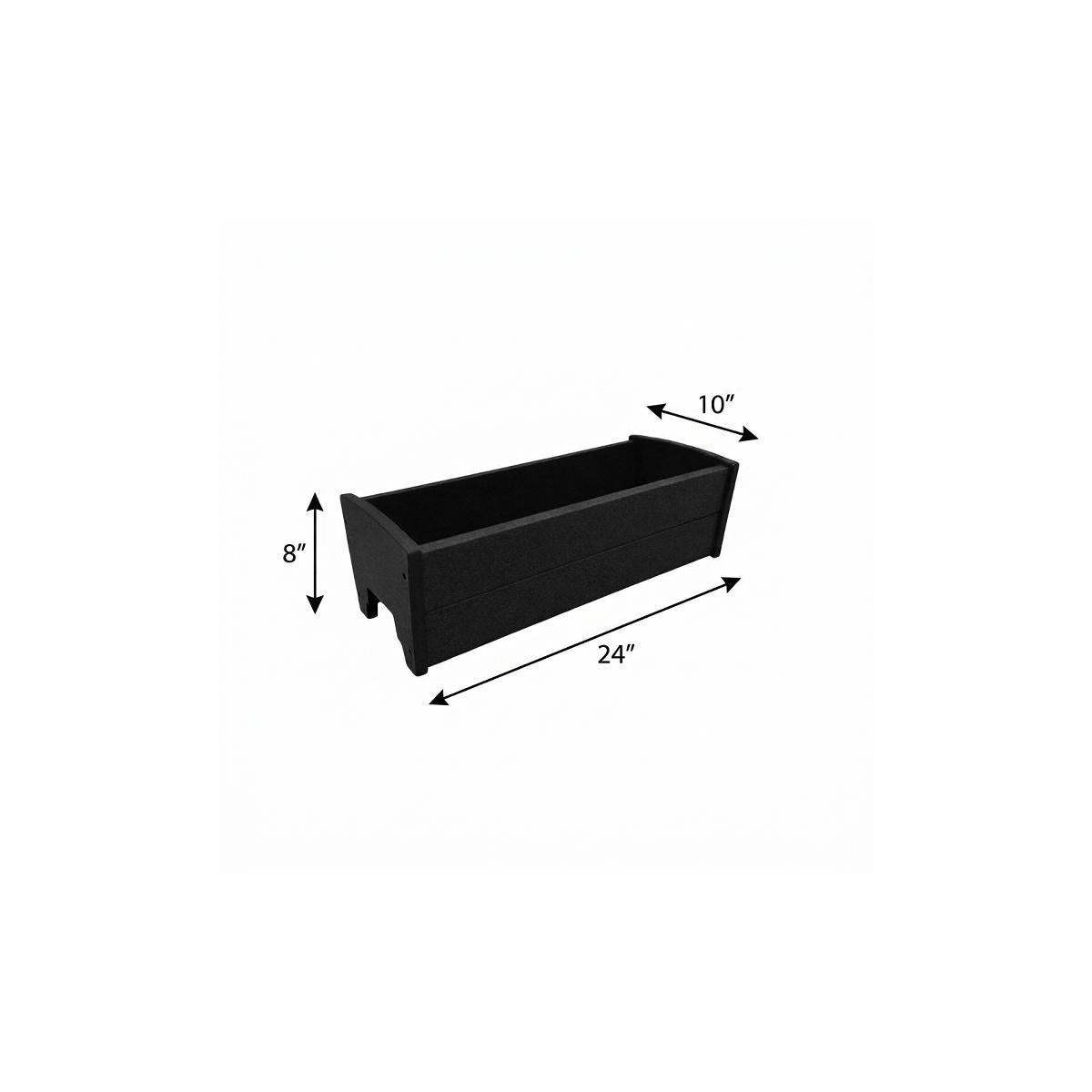 8" X 24" Black Heavy Duty Plastic Rectangular Railing Planter - HomeRoots - Flyclothing LLC
