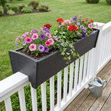 8" X 24" Black Heavy Duty Plastic Rectangular Railing Planter - HomeRoots - Flyclothing LLC