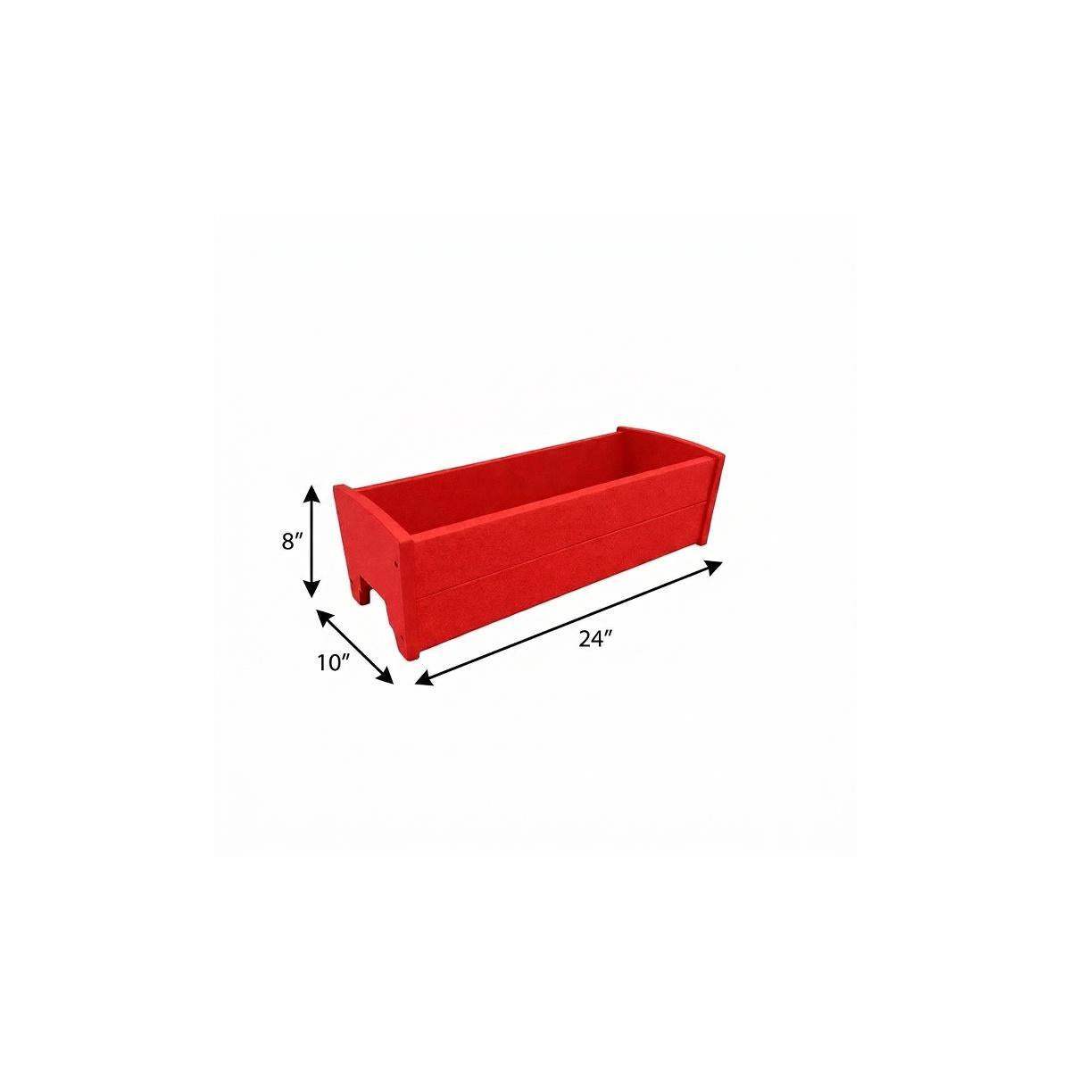 8" X 24" Red Heavy Duty Plastic Rectangular Railing Planter - HomeRoots - Flyclothing LLC