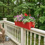 8" X 24" Red Heavy Duty Plastic Rectangular Railing Planter - HomeRoots - Flyclothing LLC
