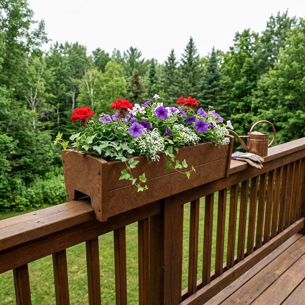 8" X 24" Walnut Heavy Duty Plastic Rectangular Railing Planter - HomeRoots - Flyclothing LLC
