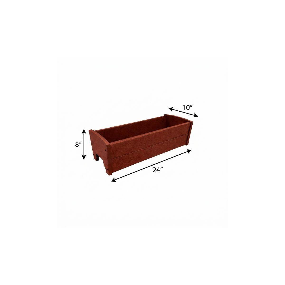 8" X 24" Mahogany Heavy Duty Plastic Rectangular Railing Planter - HomeRoots - Flyclothing LLC