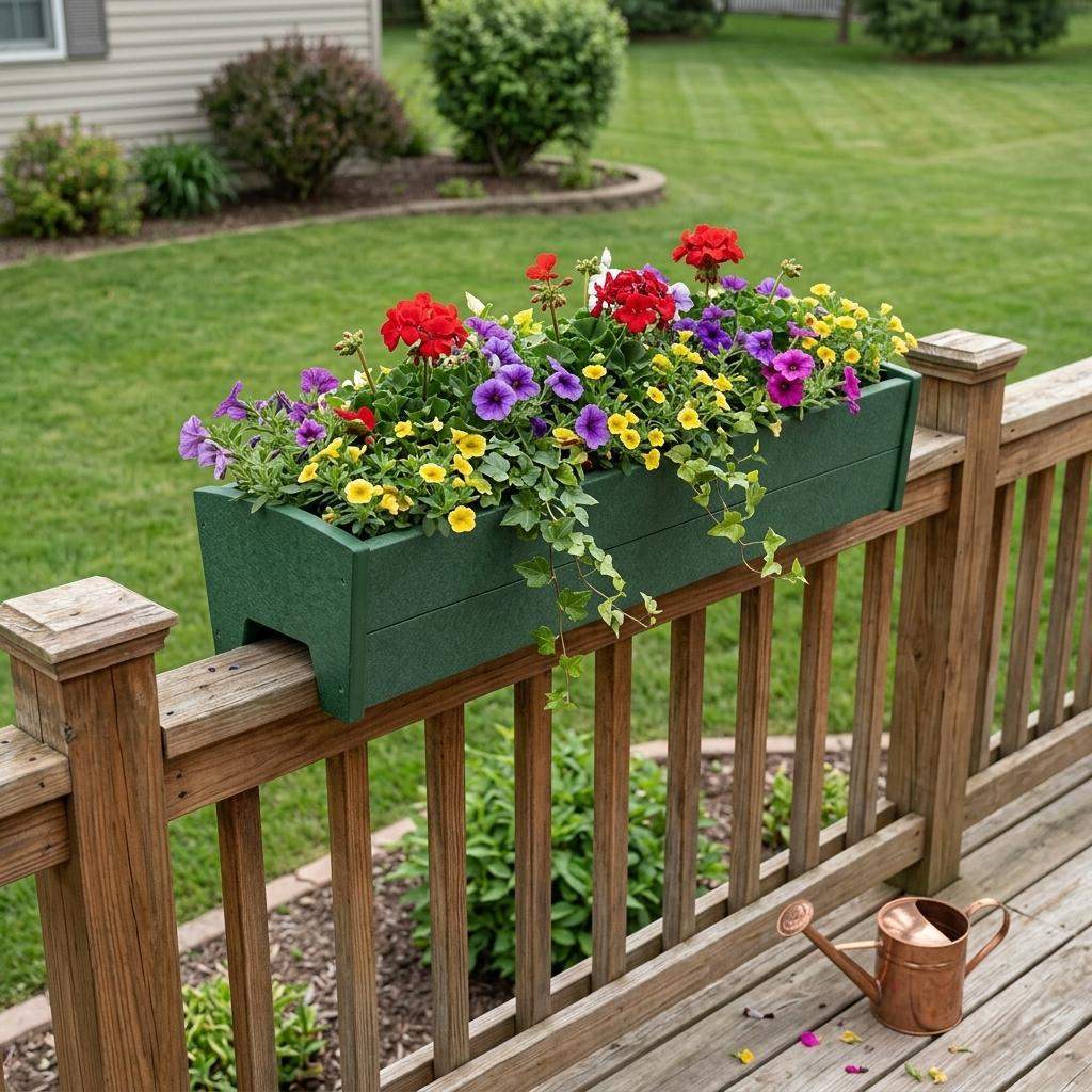8" X 36" Green Heavy Duty Plastic Rectangular Railing Planter - HomeRoots - Flyclothing LLC