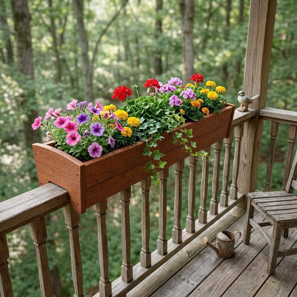 8" X 36" Walnut Heavy Duty Plastic Rectangular Railing Planter - HomeRoots - Flyclothing LLC