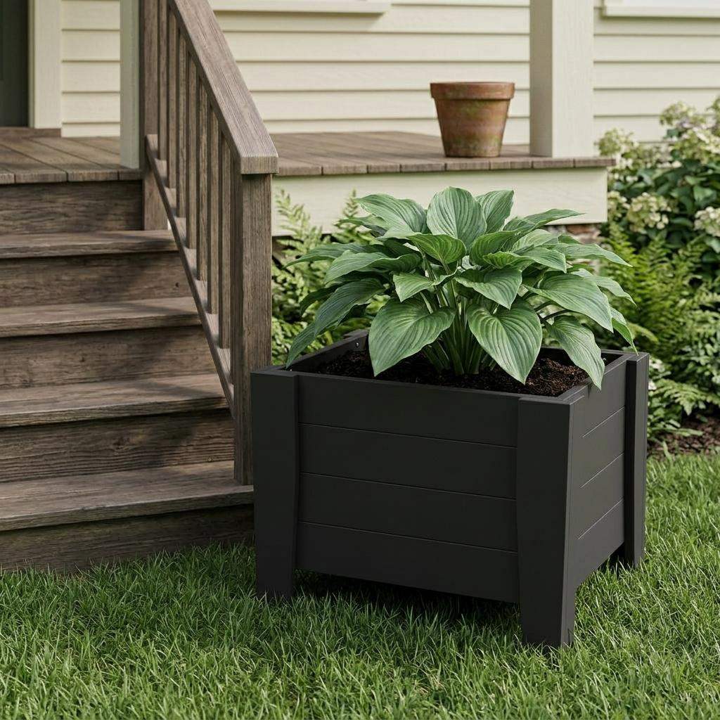 20" X 18" Black Heavy Duty Plastic Square Planter Box - HomeRoots - Flyclothing LLC