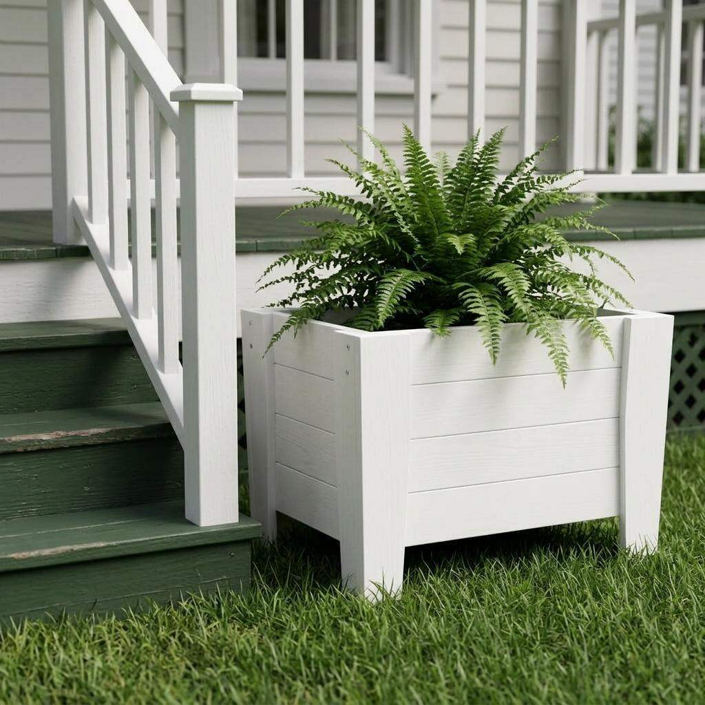 20" X 18" White Heavy Duty Plastic Square Planter Box - HomeRoots - Flyclothing LLC