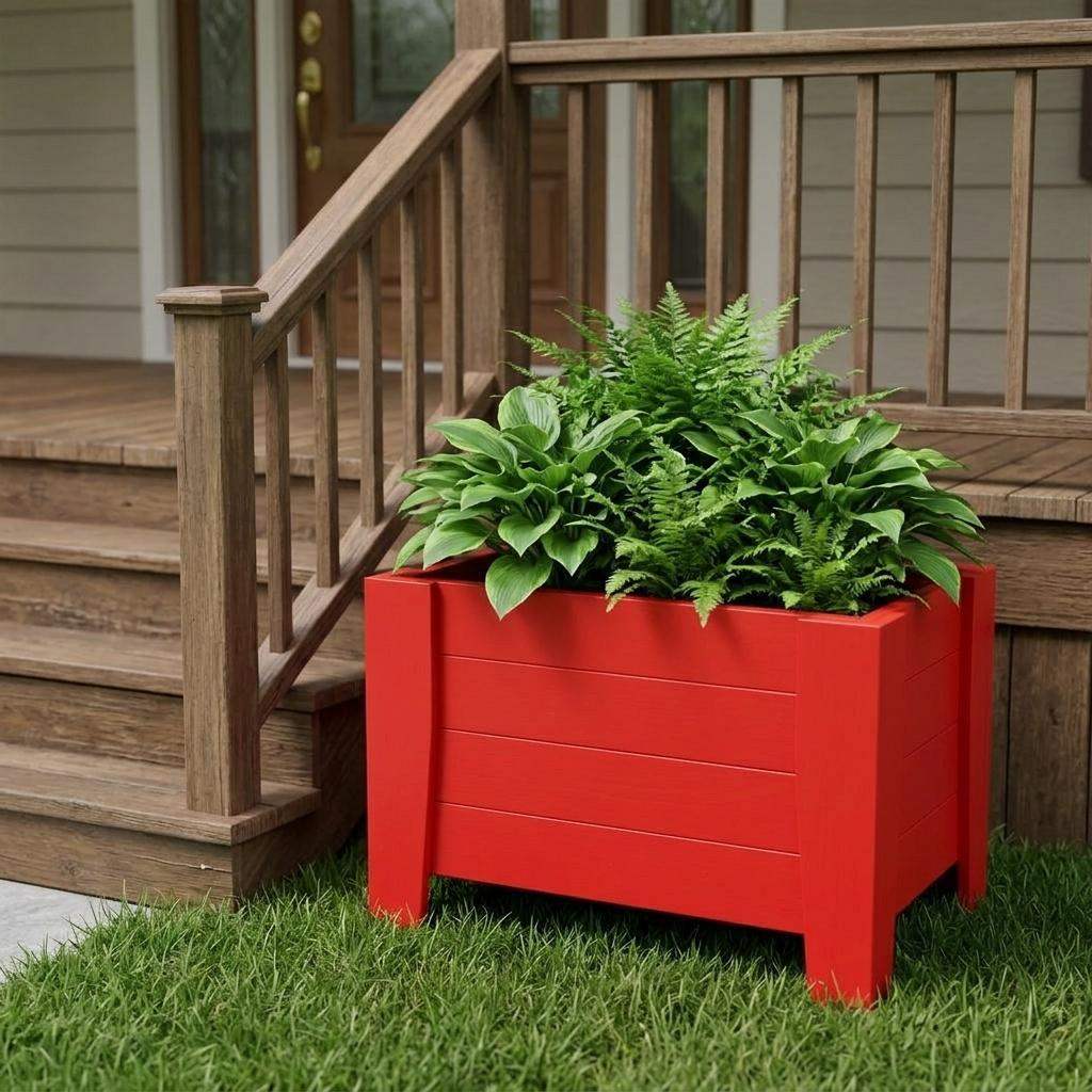 20" X 18" Red Heavy Duty Plastic Square Planter Box - HomeRoots - Flyclothing LLC