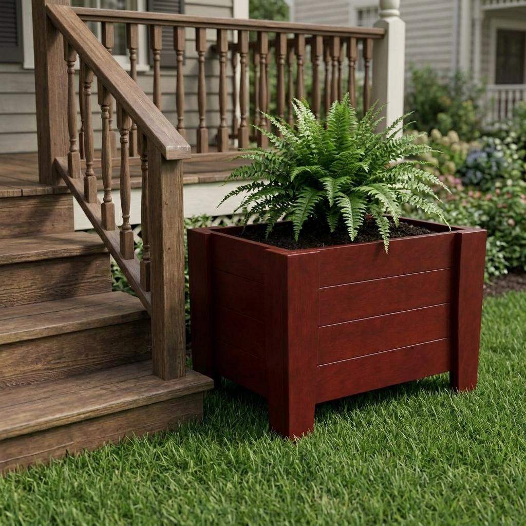20" X 18" Mahogany Heavy Duty Plastic Square Planter Box - HomeRoots - Flyclothing LLC