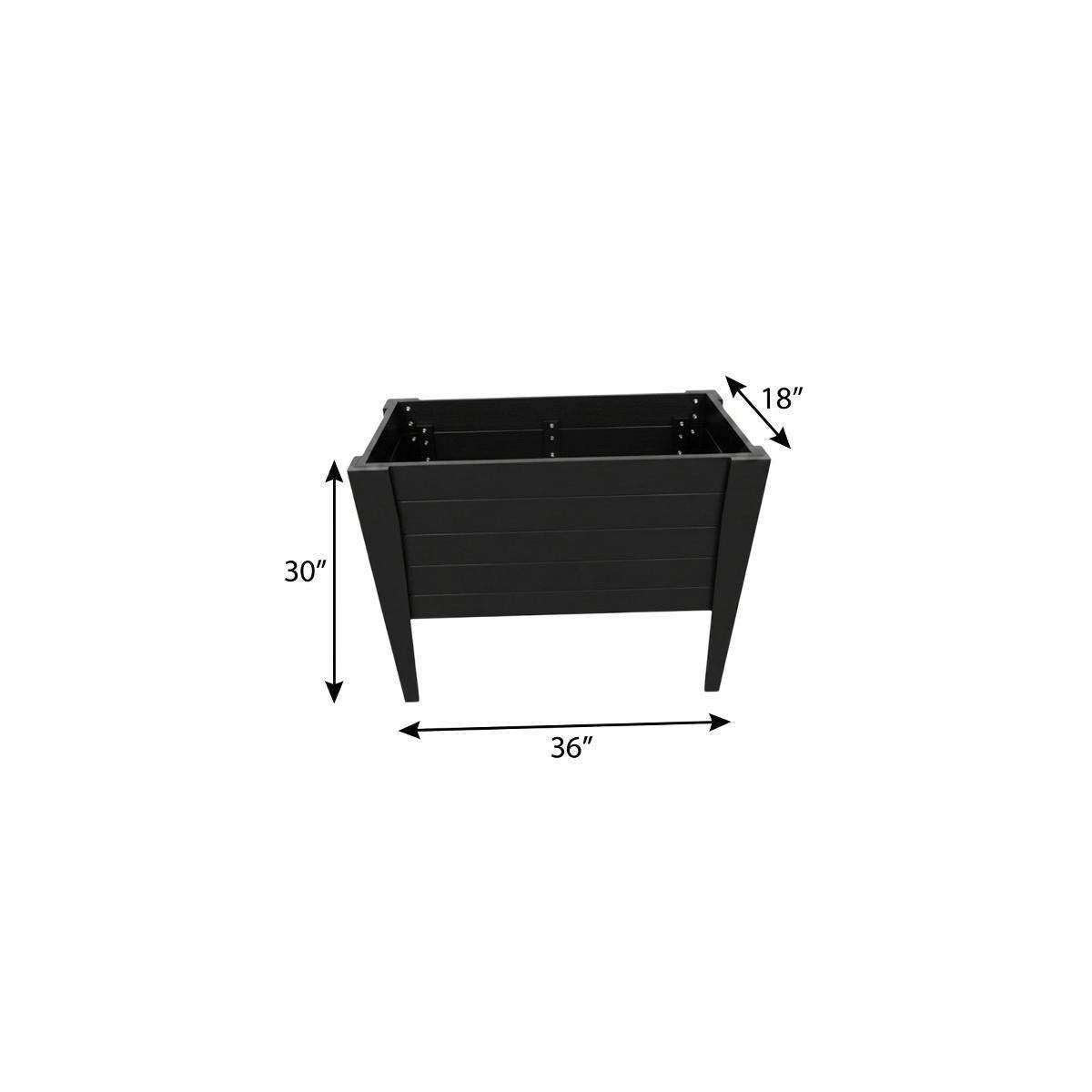 30" X 36" Black Heavy Duty Plastic Rectangular Raised Garden Bed - HomeRoots - Flyclothing LLC