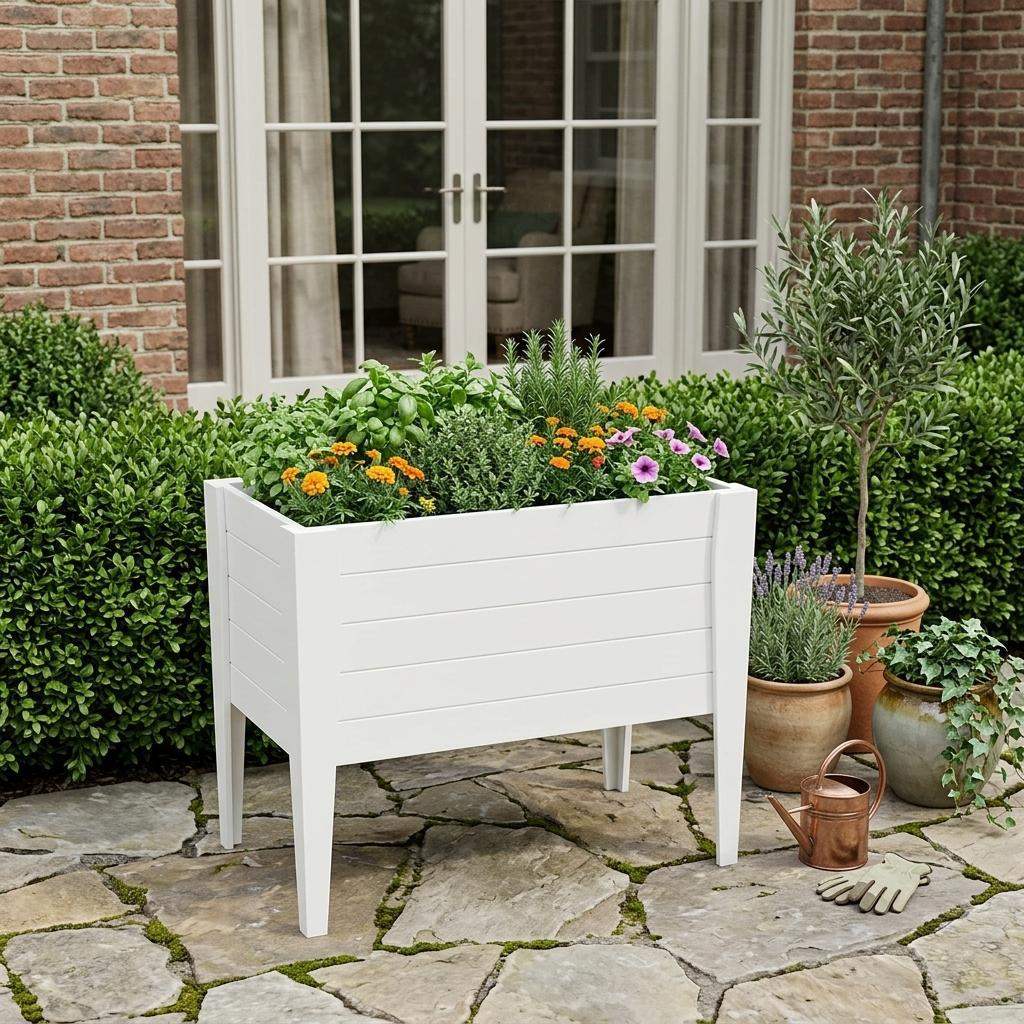 30" X 36" White Heavy Duty Plastic Rectangular Raised Garden Bed - HomeRoots - Flyclothing LLC