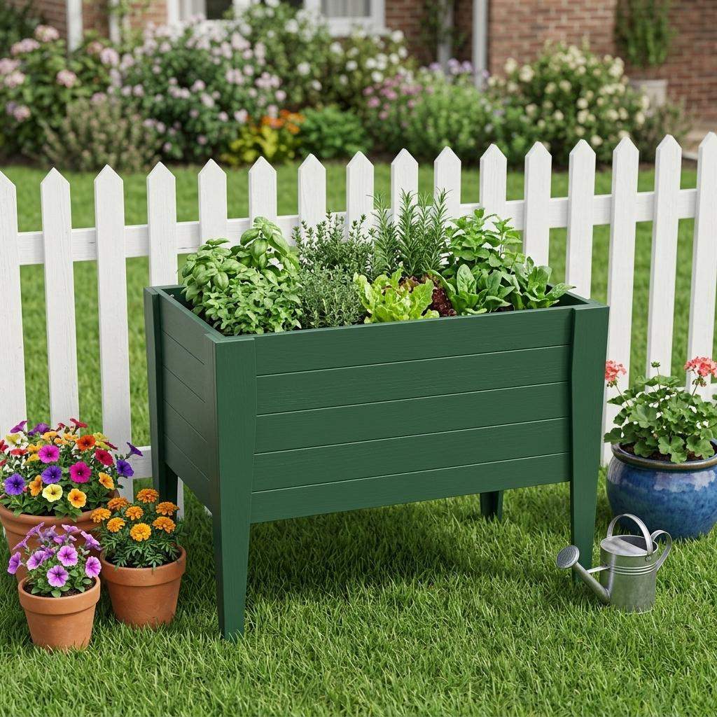30" X 36" Green Heavy Duty Plastic Rectangular Raised Garden Bed - HomeRoots - Flyclothing LLC