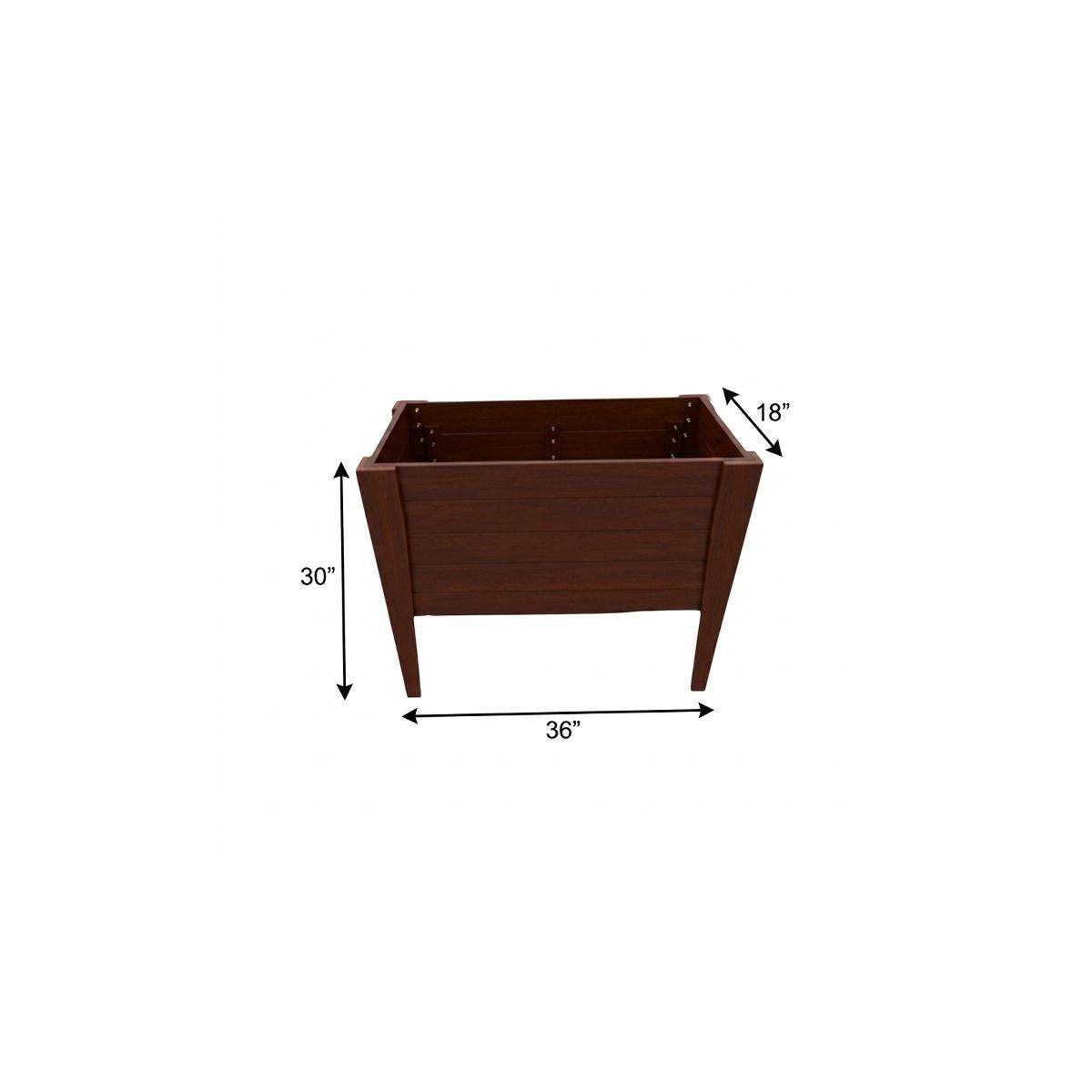 30" X 36" Walnut Heavy Duty Plastic Rectangular Raised Garden Bed - HomeRoots - Flyclothing LLC