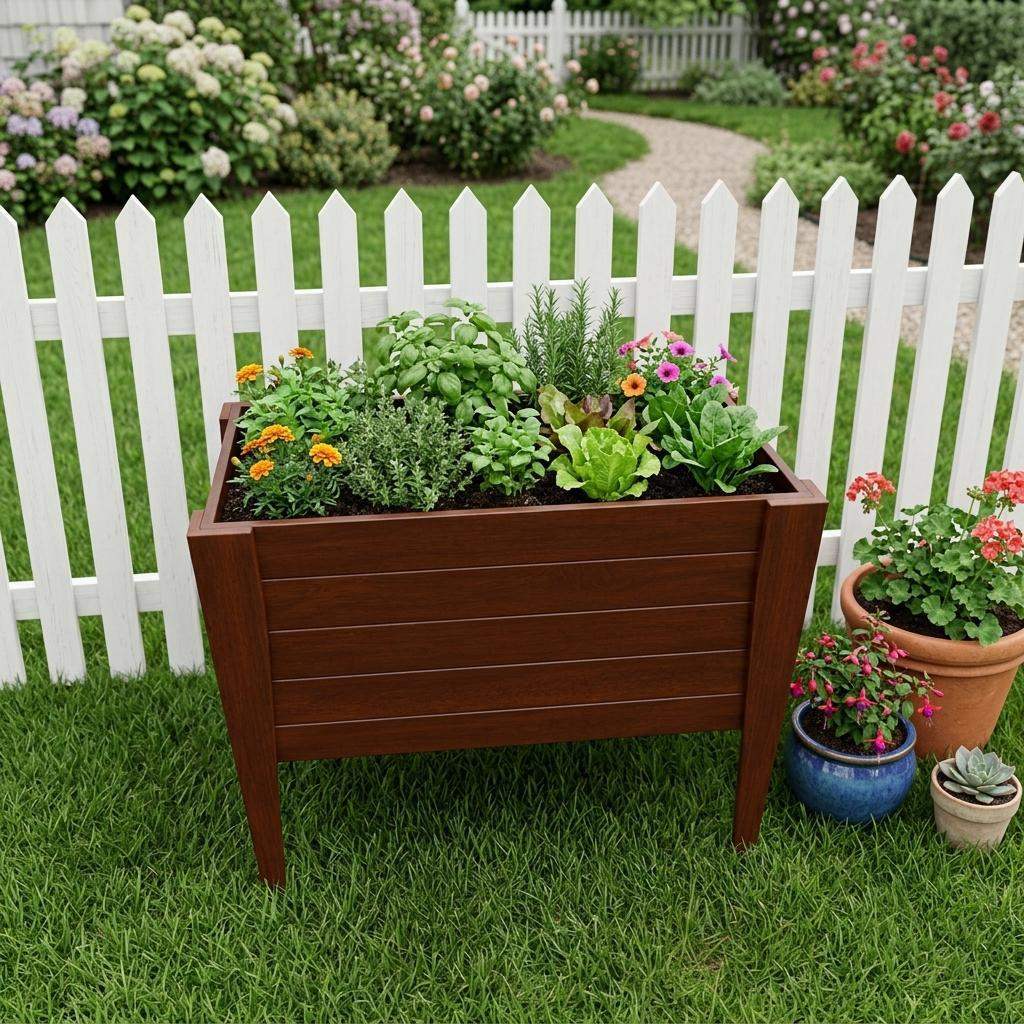 30" X 36" Walnut Heavy Duty Plastic Rectangular Raised Garden Bed - HomeRoots - Flyclothing LLC