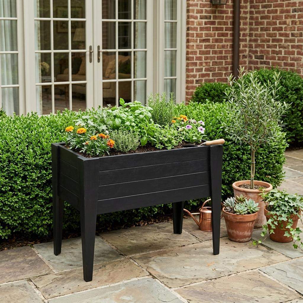 30" X 48" Black Heavy Duty Plastic Rectangular Raised Garden Bed - HomeRoots - Flyclothing LLC