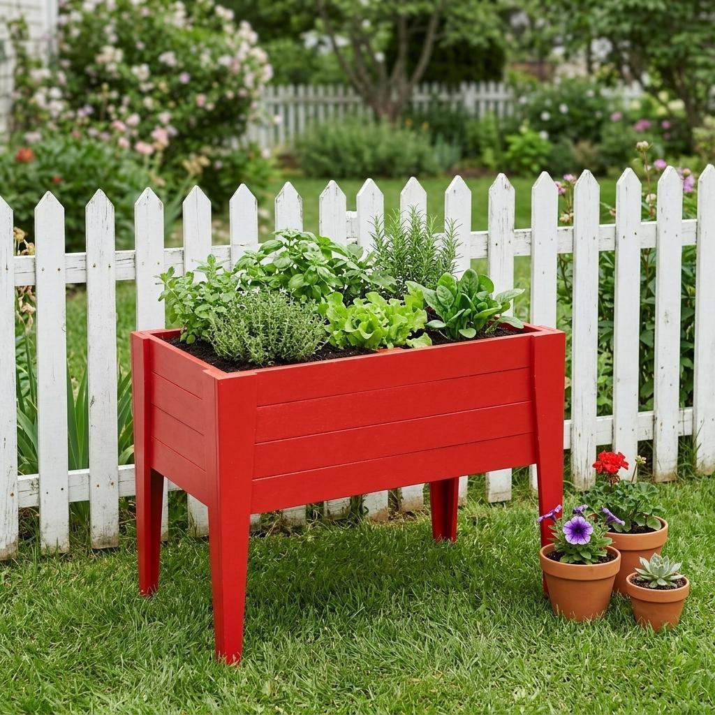 30" X 48" Red Heavy Duty Plastic Rectangular Raised Garden Bed - HomeRoots - Flyclothing LLC