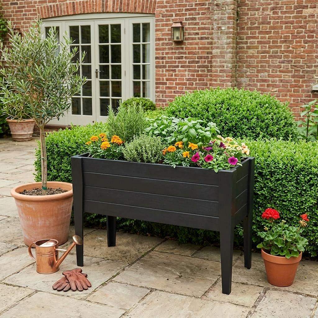 30" X 60" Black Heavy Duty Plastic Rectangular Raised Garden Bed - HomeRoots - Flyclothing LLC