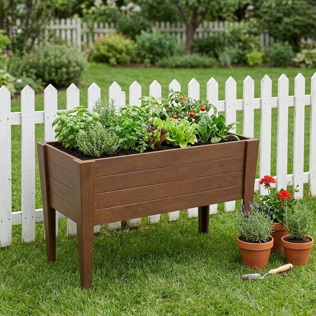 30" X 60" Walnut Heavy Duty Plastic Rectangular Raised Garden Bed - HomeRoots - Flyclothing LLC