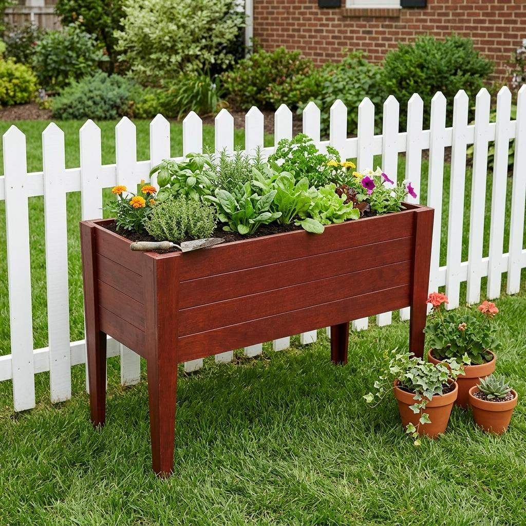 30" X 60" Mahogany Heavy Duty Plastic Rectangular Raised Garden Bed - HomeRoots - Flyclothing LLC