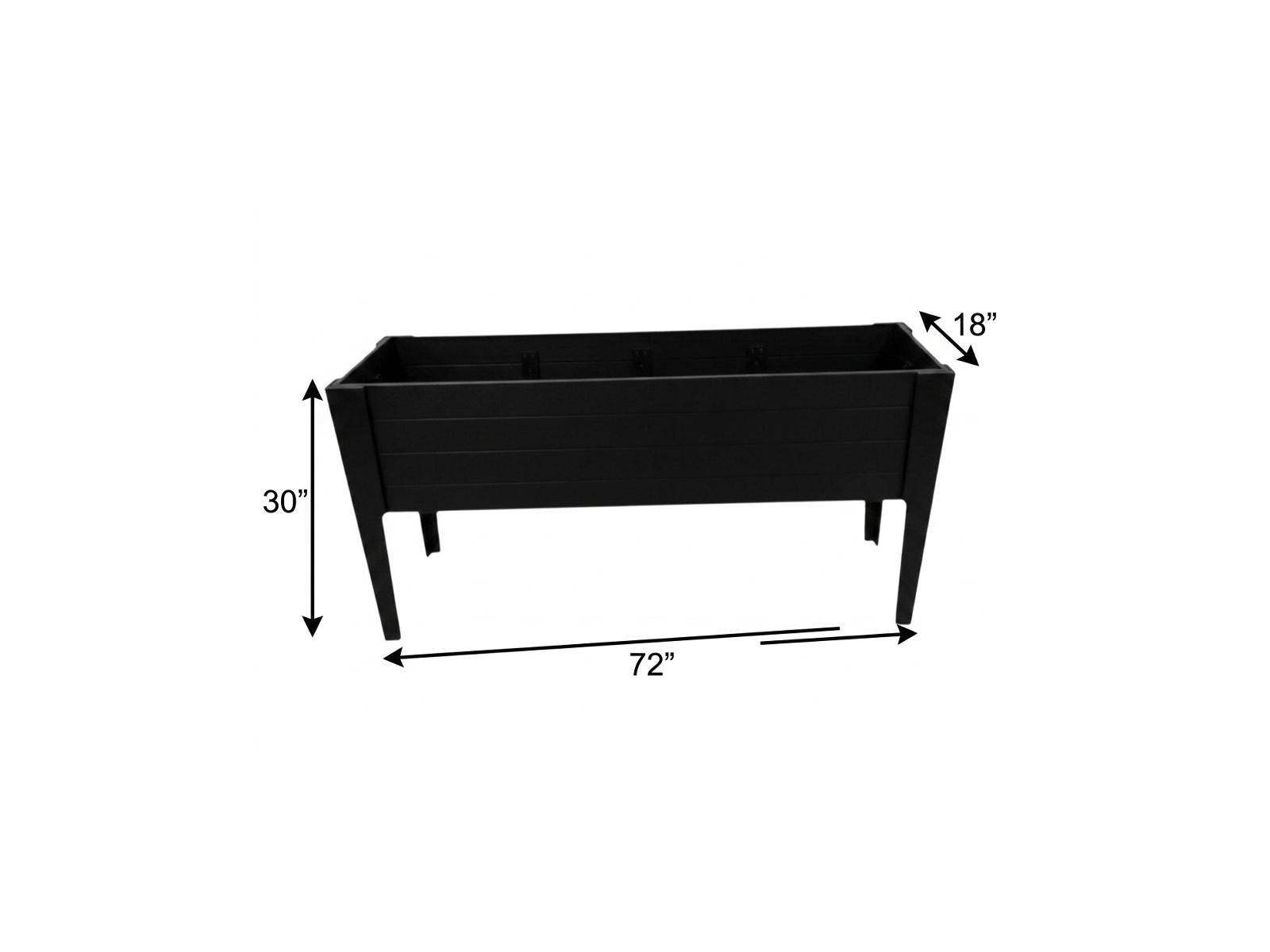 30" X 72" Black Heavy Duty Plastic Rectangular Raised Garden Bed - HomeRoots - Flyclothing LLC