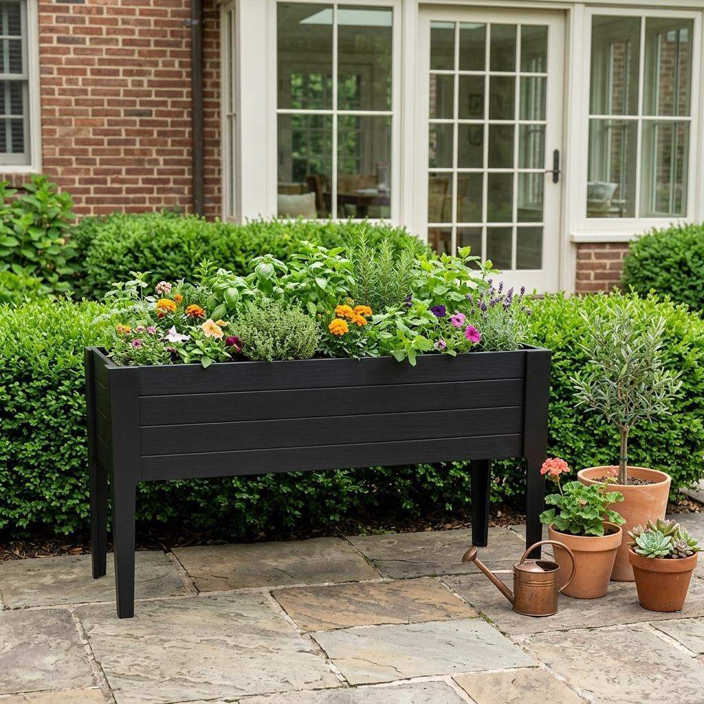 30" X 72" Black Heavy Duty Plastic Rectangular Raised Garden Bed - HomeRoots - Flyclothing LLC