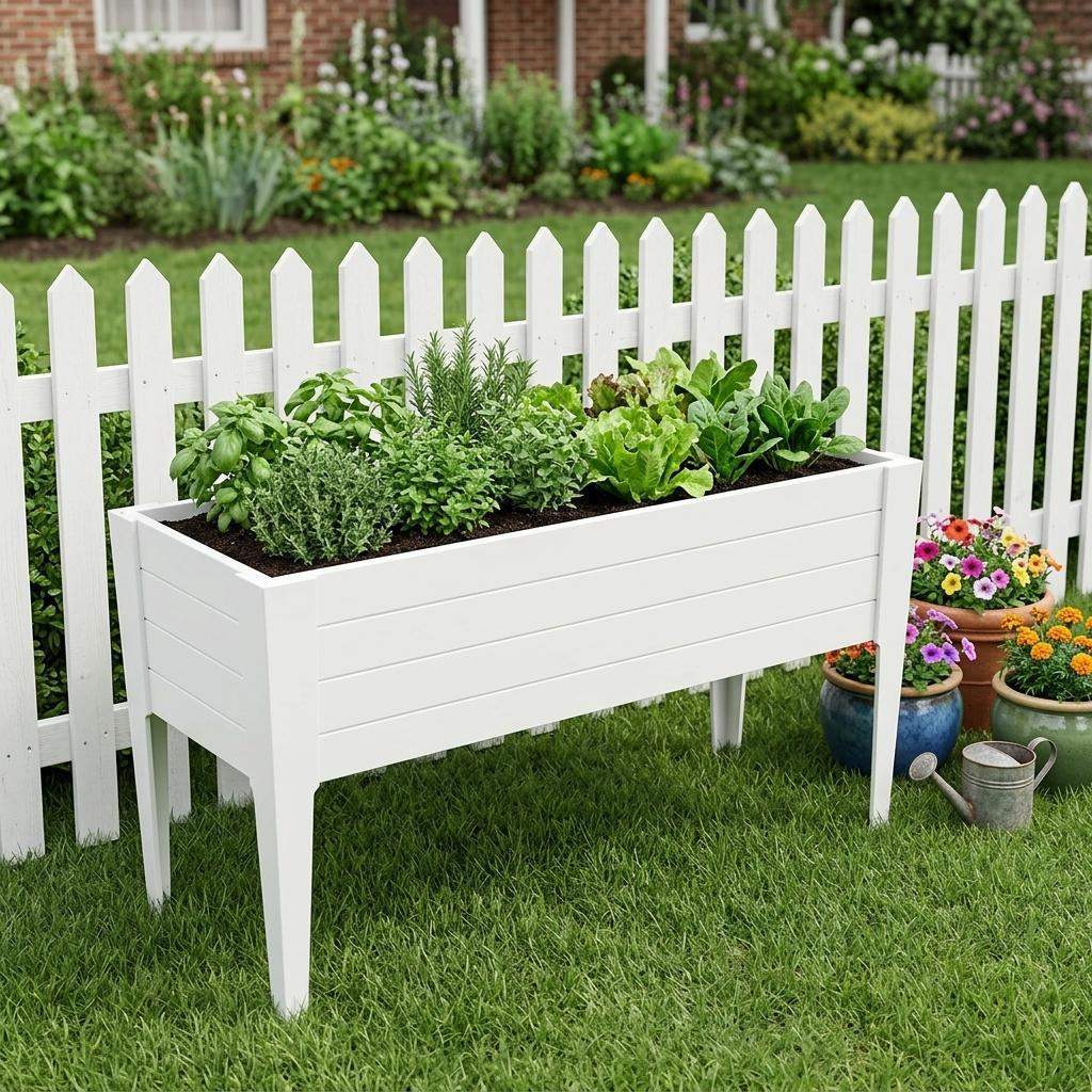 30" X 72" White Heavy Duty Plastic Rectangular Raised Garden Bed - HomeRoots - Flyclothing LLC