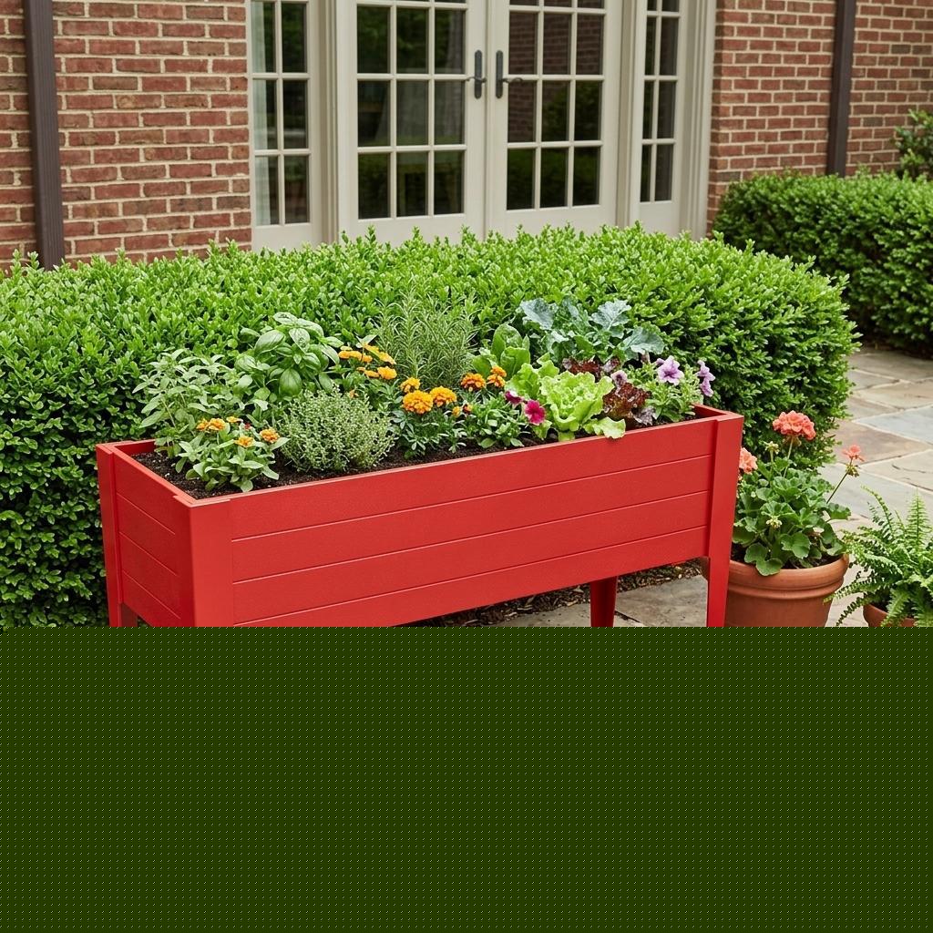 30" X 72" Red Heavy Duty Plastic Rectangular Raised Garden Bed - HomeRoots - Flyclothing LLC