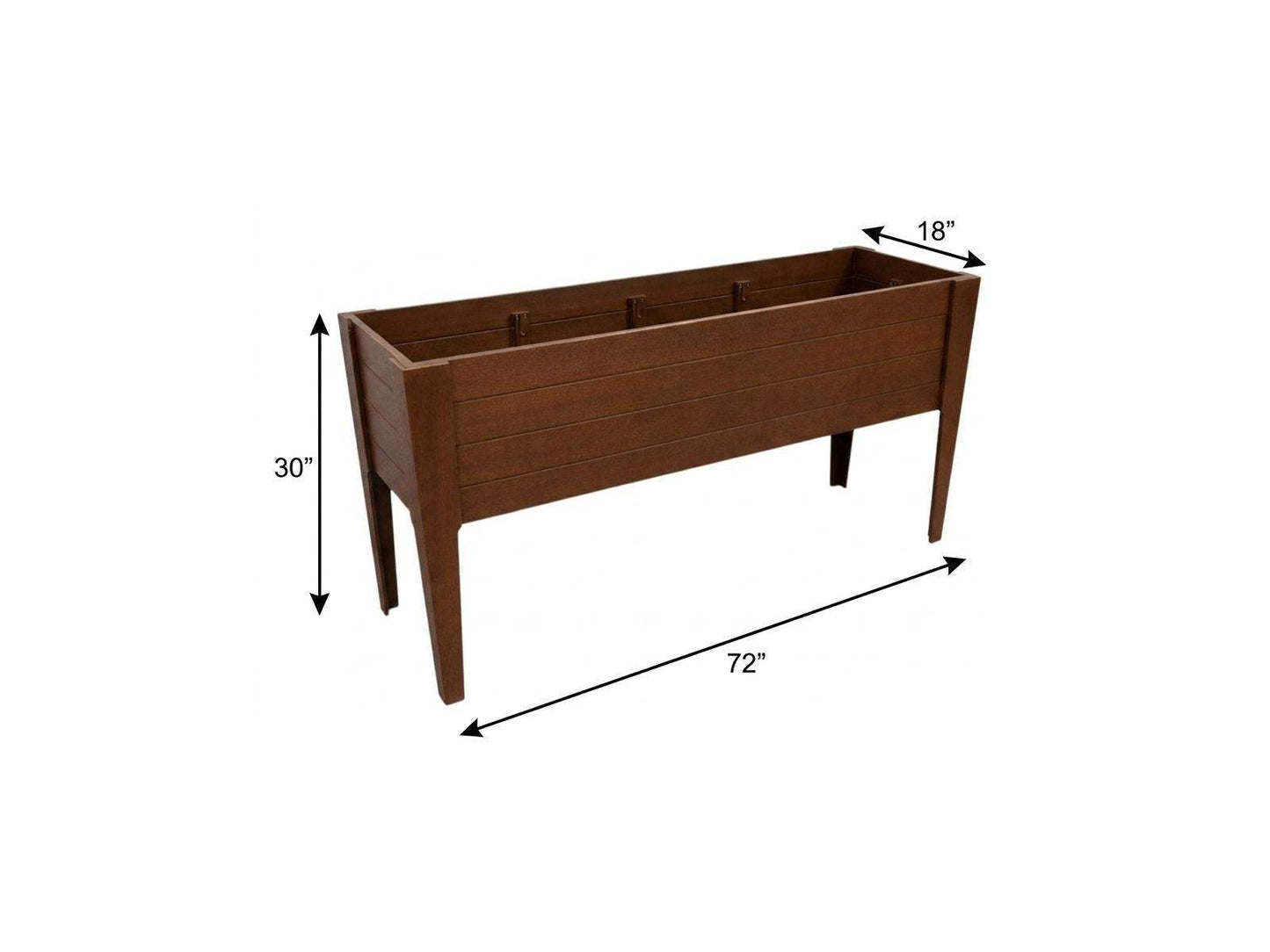 30" X 72" Walnut Heavy Duty Plastic Rectangular Raised Garden Bed - HomeRoots - Flyclothing LLC