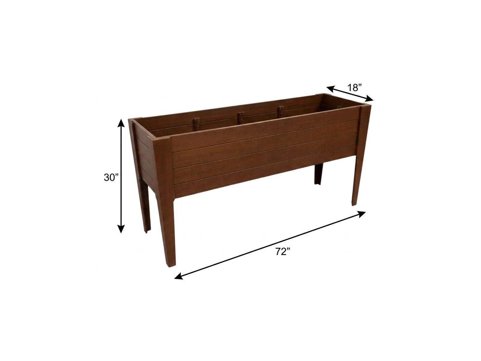 30" X 72" Walnut Heavy Duty Plastic Rectangular Raised Garden Bed - HomeRoots - Flyclothing LLC