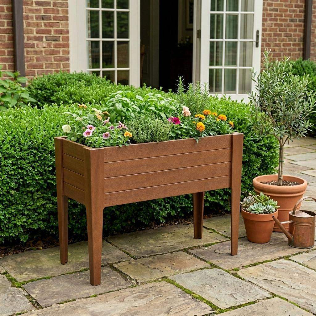 30" X 72" Walnut Heavy Duty Plastic Rectangular Raised Garden Bed - HomeRoots - Flyclothing LLC