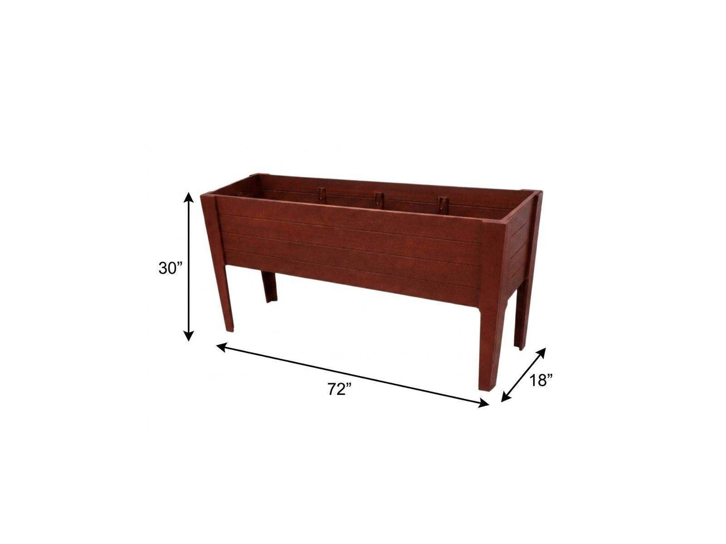 30" X 72" Mahogany Heavy Duty Plastic Rectangular Raised Garden Bed - HomeRoots - Flyclothing LLC