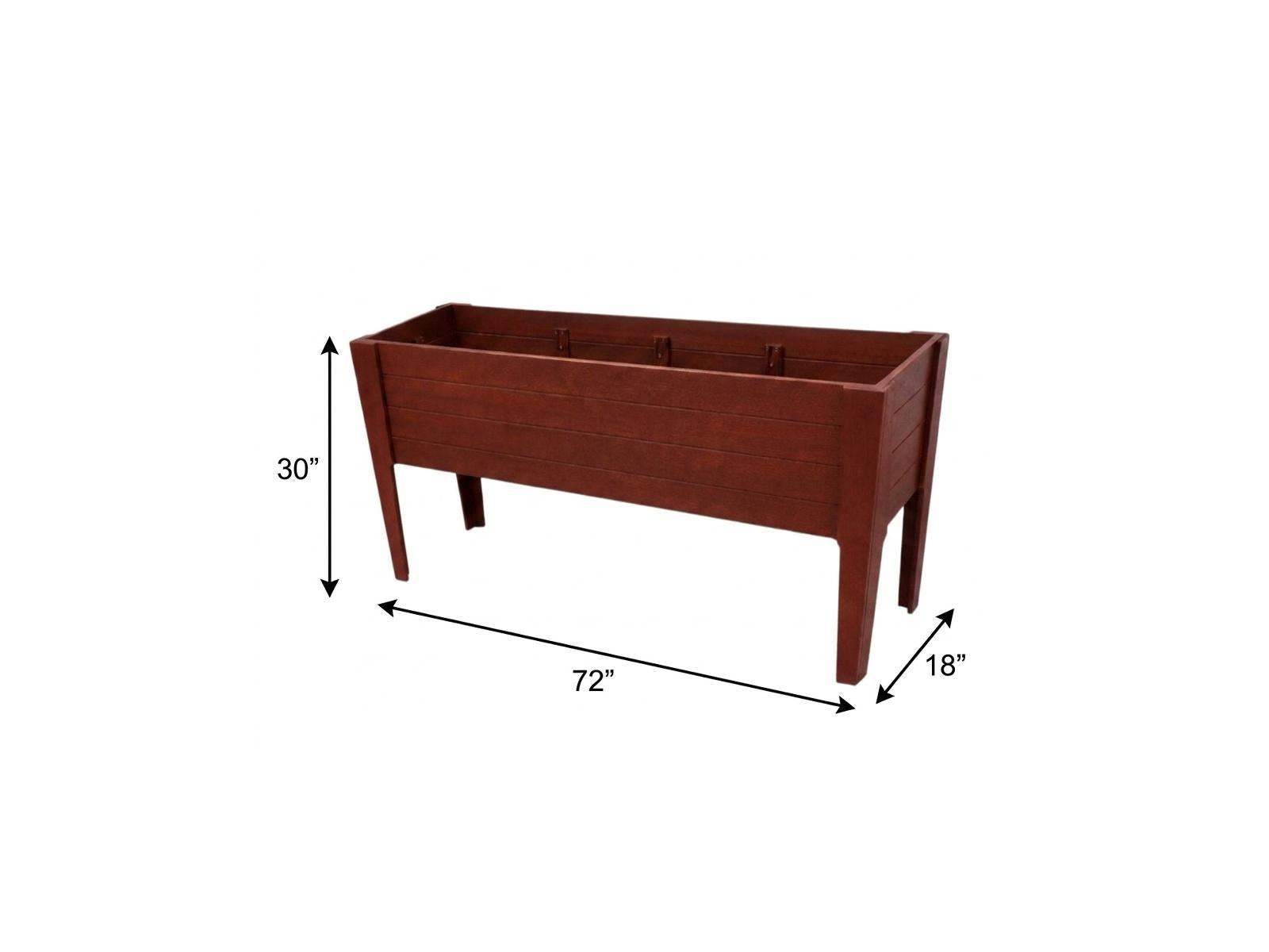 30" X 72" Mahogany Heavy Duty Plastic Rectangular Raised Garden Bed - HomeRoots - Flyclothing LLC