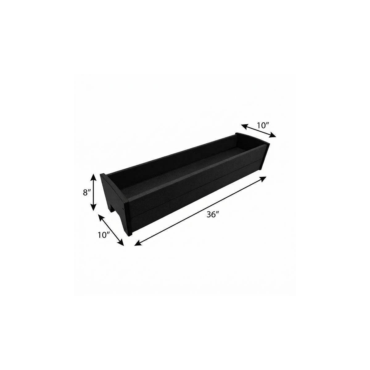 8" X 36" Black Heavy Duty Plastic Rectangular Railing Planter - HomeRoots - Flyclothing LLC