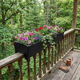 8" X 36" Black Heavy Duty Plastic Rectangular Railing Planter - HomeRoots - Flyclothing LLC