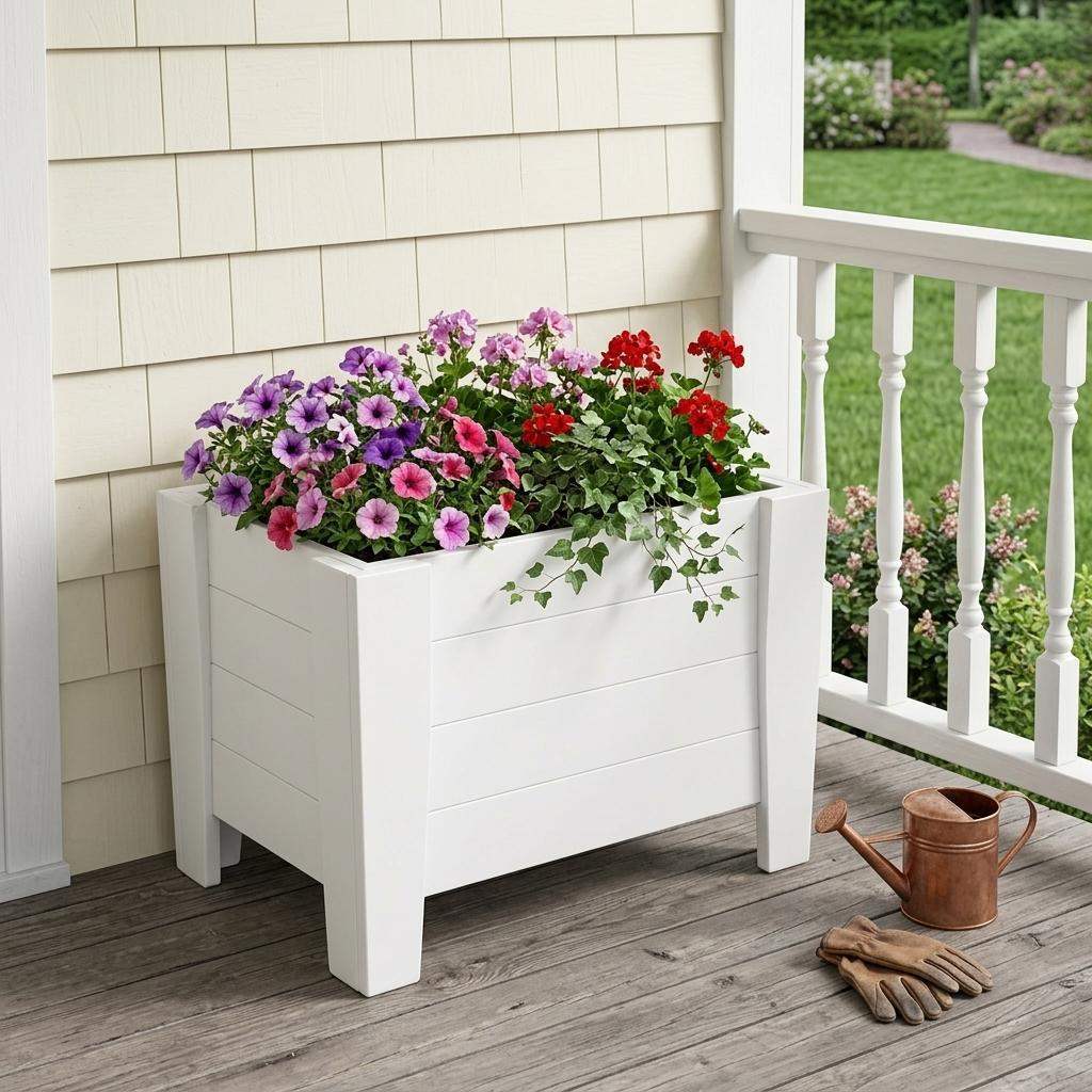 20" X 24" White Heavy Duty Plastic Square Planter Box - HomeRoots - Flyclothing LLC