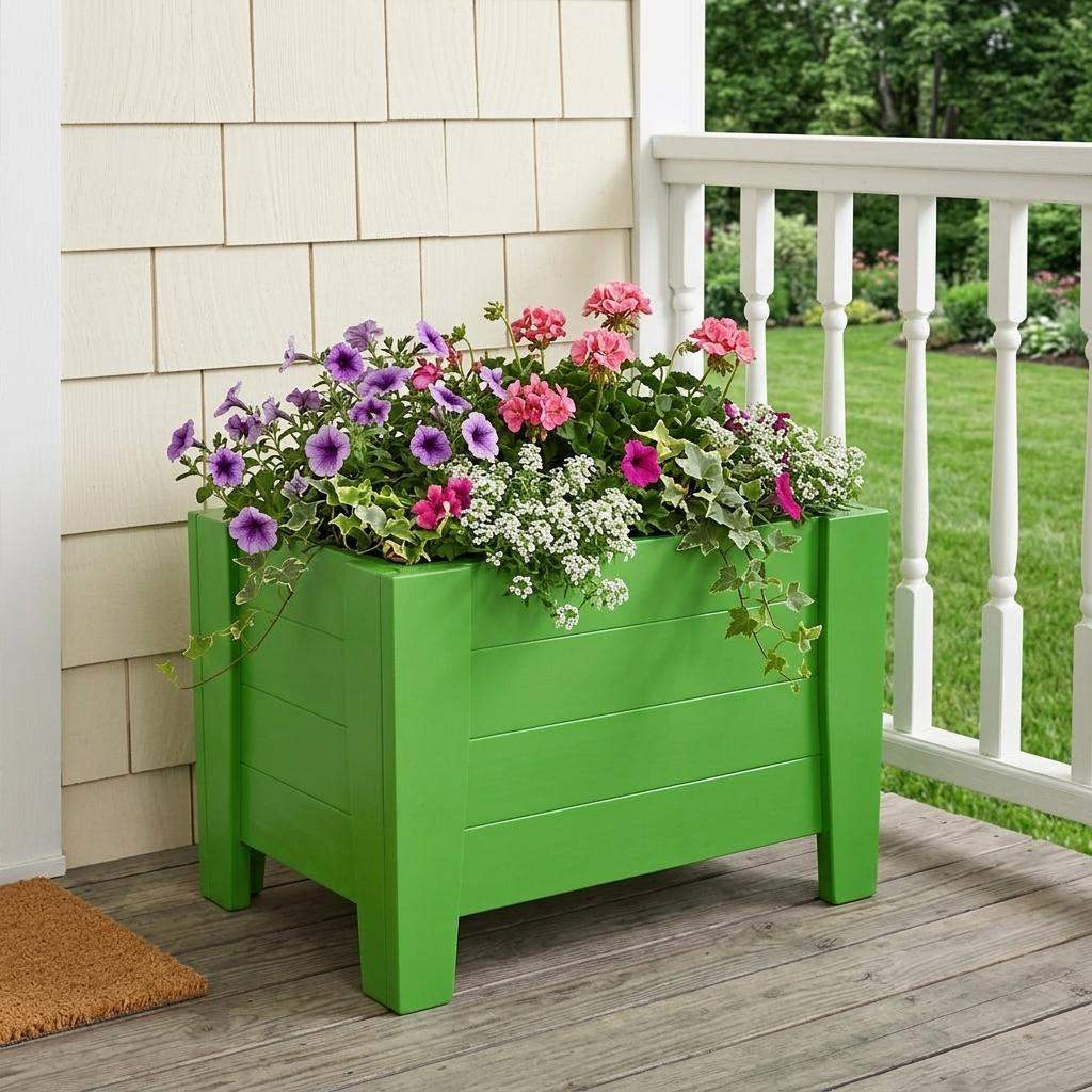 20" X 24" Green Heavy Duty Plastic Square Planter Box - HomeRoots - Flyclothing LLC