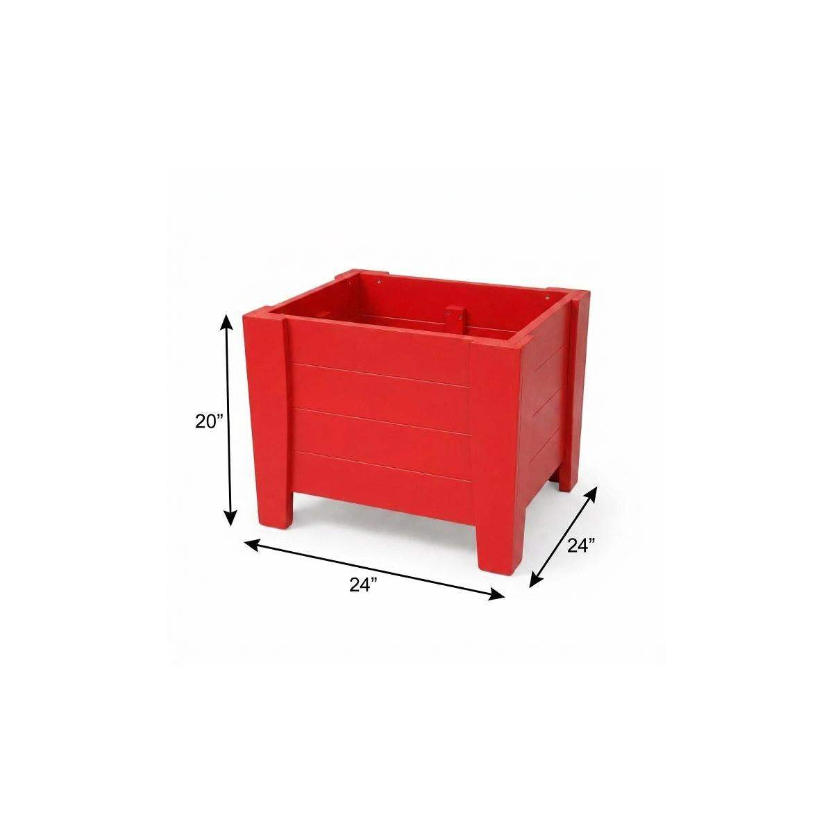 20" X 24" Red Heavy Duty Plastic Square Planter Box - HomeRoots - Flyclothing LLC