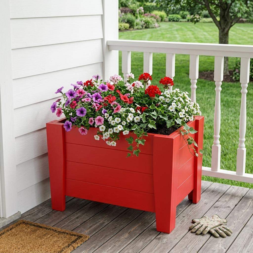 20" X 24" Red Heavy Duty Plastic Square Planter Box - HomeRoots - Flyclothing LLC