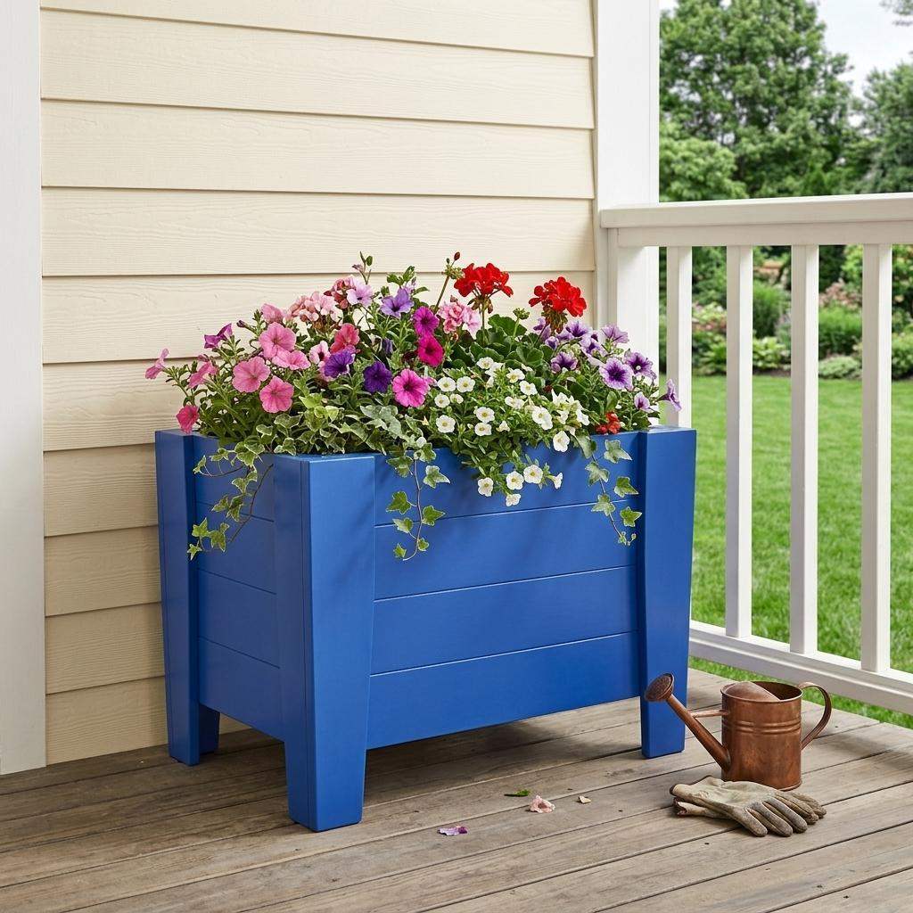 20" X 24" Blue Heavy Duty Plastic Square Planter Box - HomeRoots - Flyclothing LLC