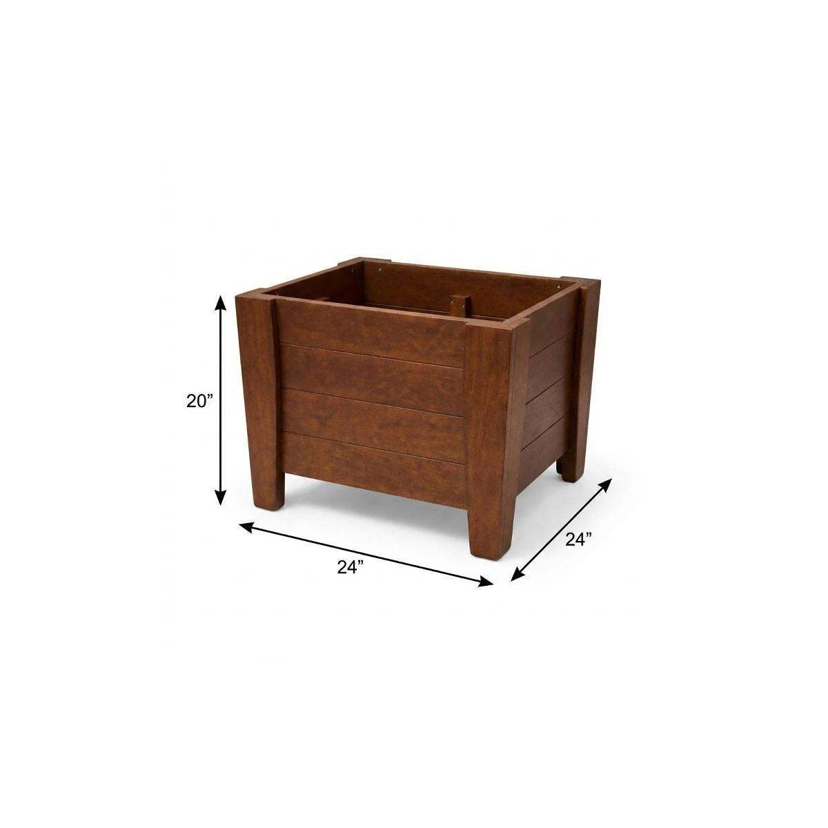 20" X 24" Walnut Heavy Duty Plastic Square Planter Box - HomeRoots - Flyclothing LLC
