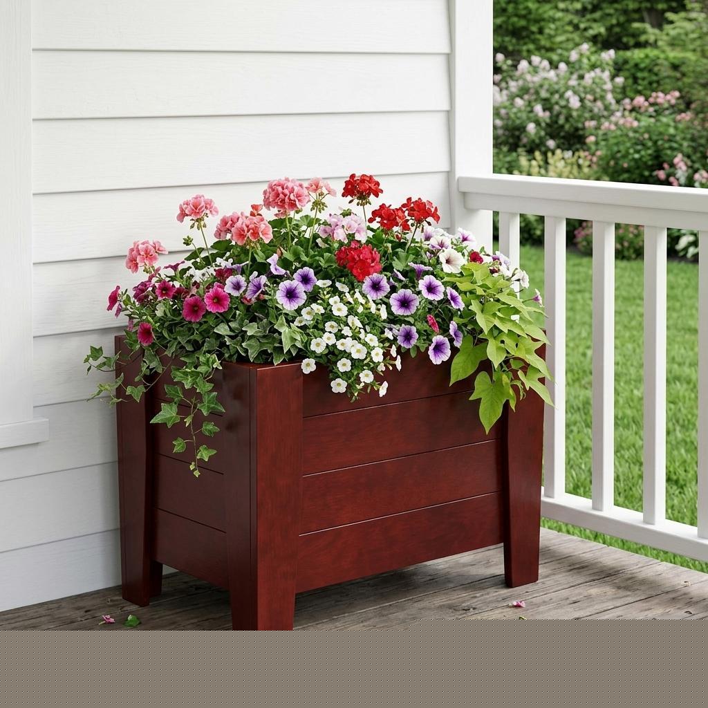 20" X 24" Mahogany Heavy Duty Plastic Square Planter Box - HomeRoots - Flyclothing LLC