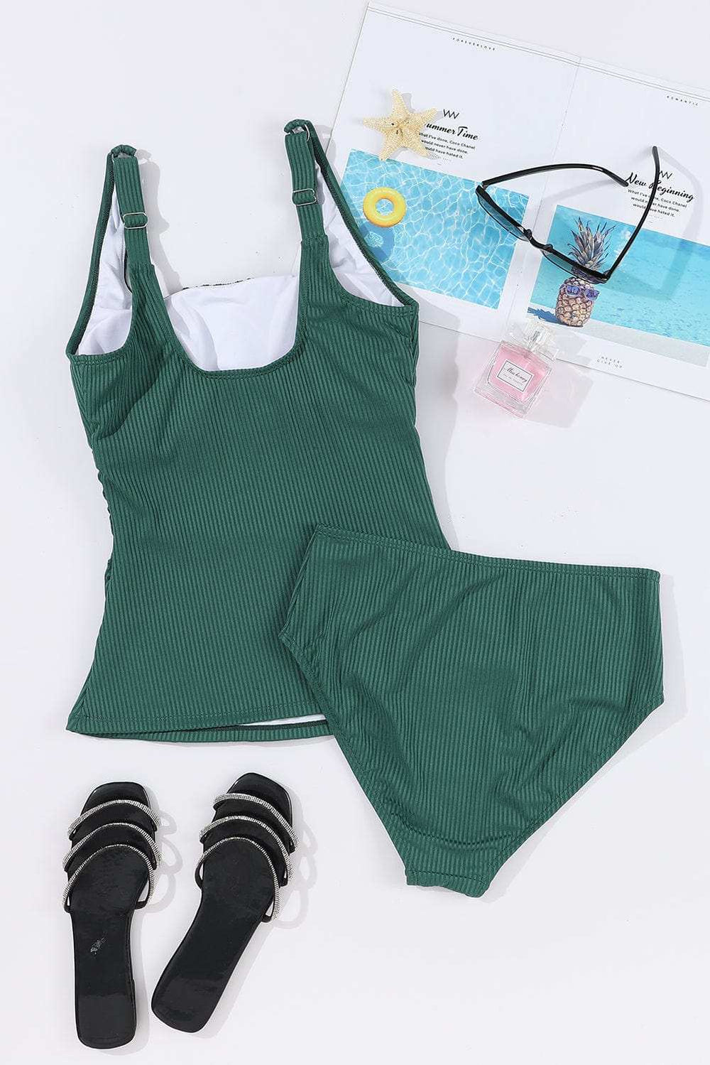 Square Neck Wide Strap Tankini Set - Trendsi - Flyclothing LLC