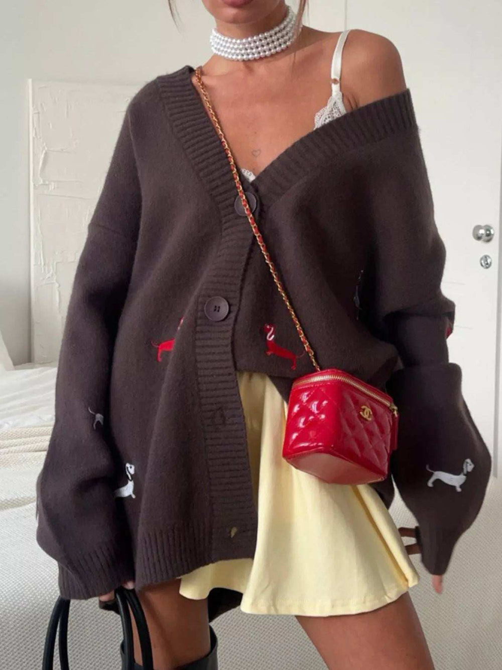 Embroidered Button Up Cardigan - Trendsi - Flyclothing LLC