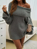 Off-Shoulder Extra-Long Sleeve Sweater - Trendsi - Flyclothing LLC