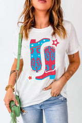 Boots Round Neck Short Sleeve T-Shirt - Trendsi - Flyclothing LLC