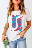 Boots Round Neck Short Sleeve T-Shirt - Trendsi - Flyclothing LLC
