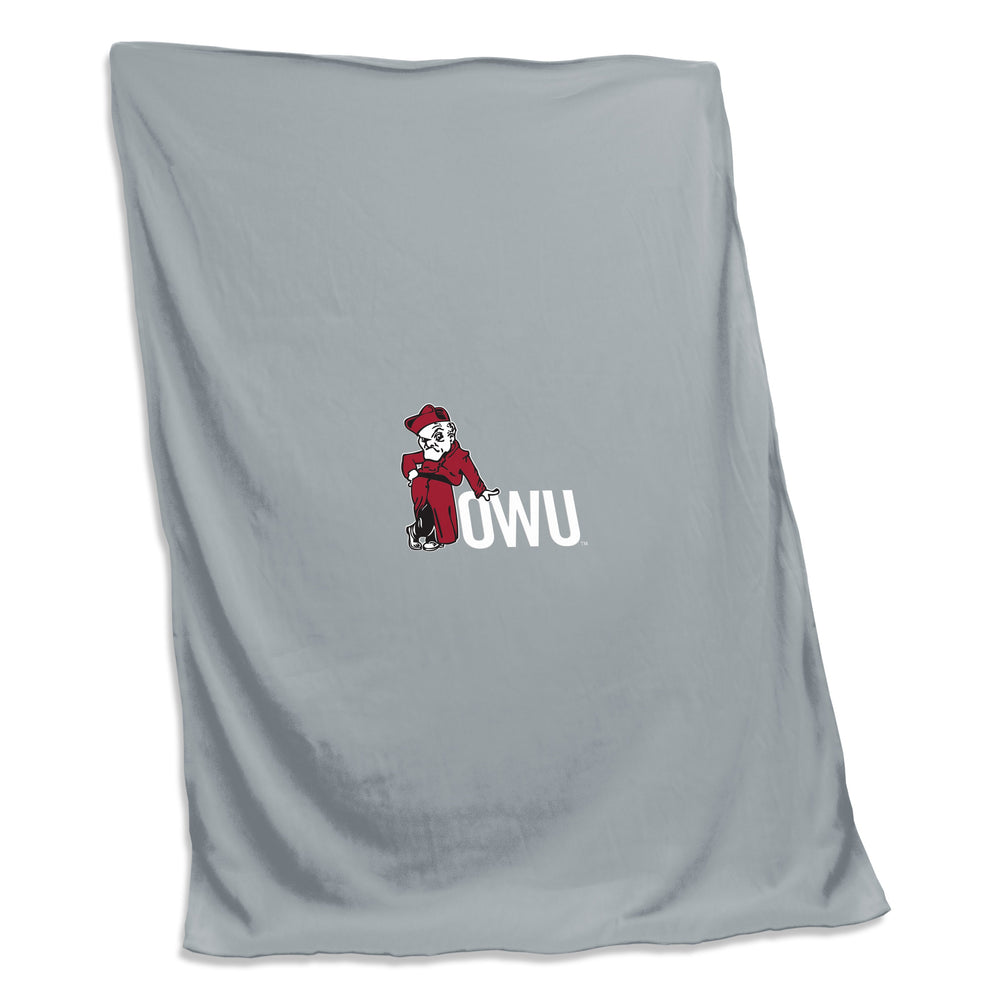 Ohio Wesleyan Gray Screened Sweatshirt Blanket