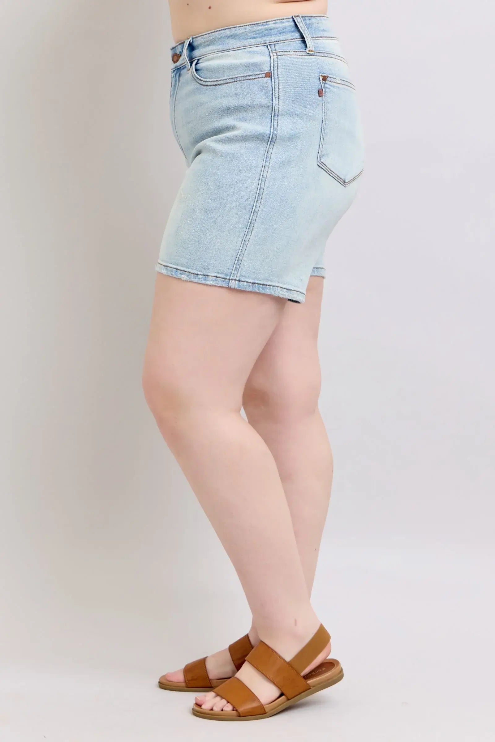 Judy Blue Full Size 2 Button Denim Shorts with Pockets Plus Size - Trendsi - Flyclothing LLC