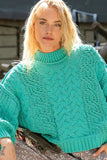POL Mock Neck Cable Knit Sweater - Trendsi