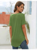 Full Size Solid V-Neck Short Sleeve T-Shirt Plus Size - Trendsi - Flyclothing LLC